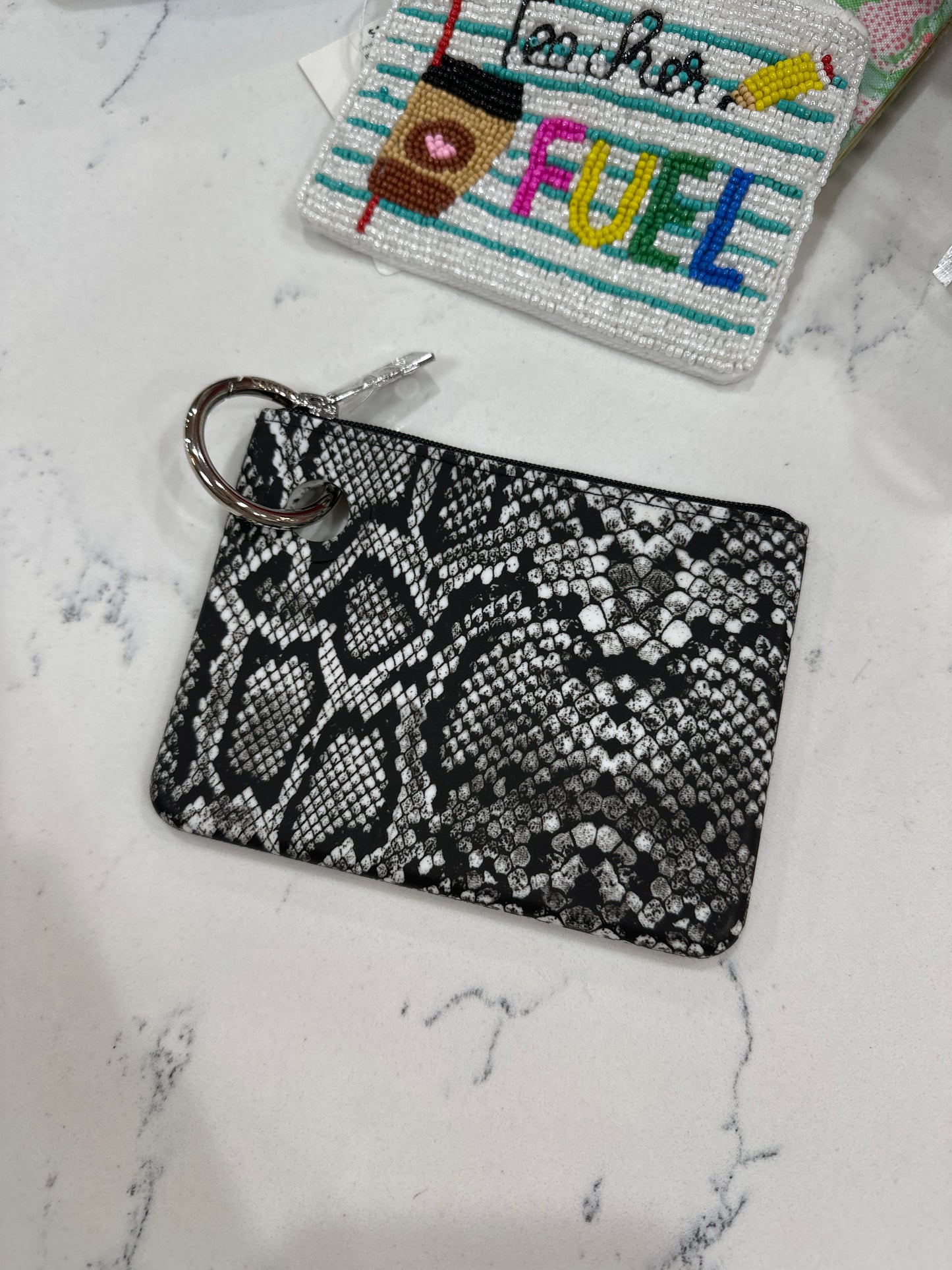 MINI SILICONE POUCH - TUXEDO SNAKESKIN