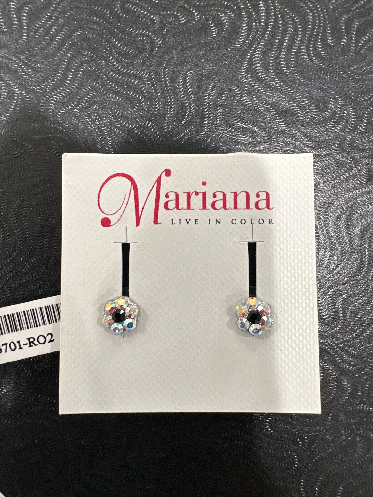 MARIANA EARRINGS -SLVR - SM FLOWER CLEAR& BLACK