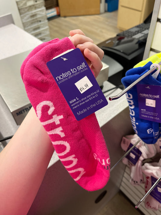 SOCKS - STRONG - BRIGHT PINK W/WHITE - L