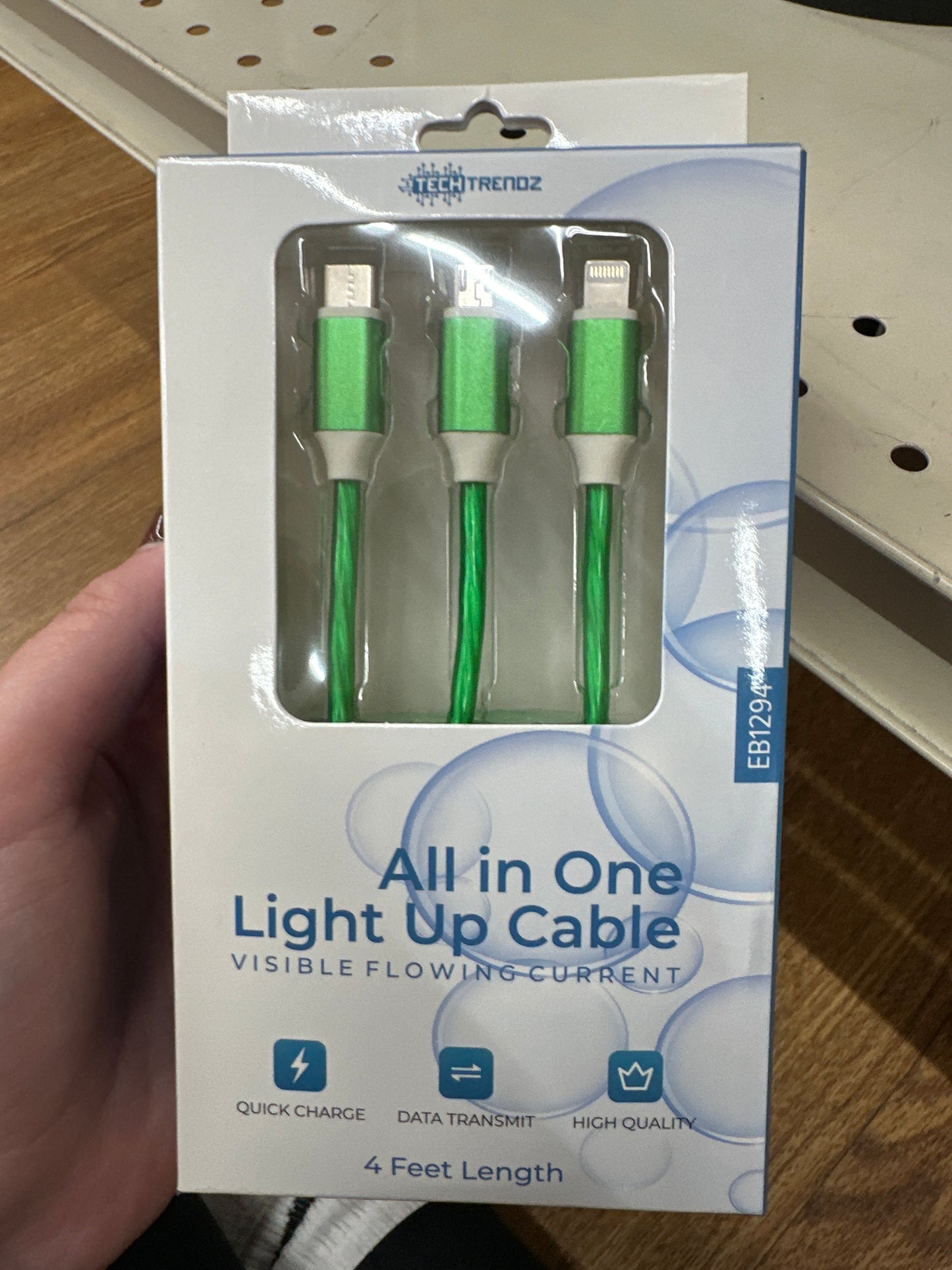 3-IN-1 LIGHTUP CHARGING CABLE - GREEN