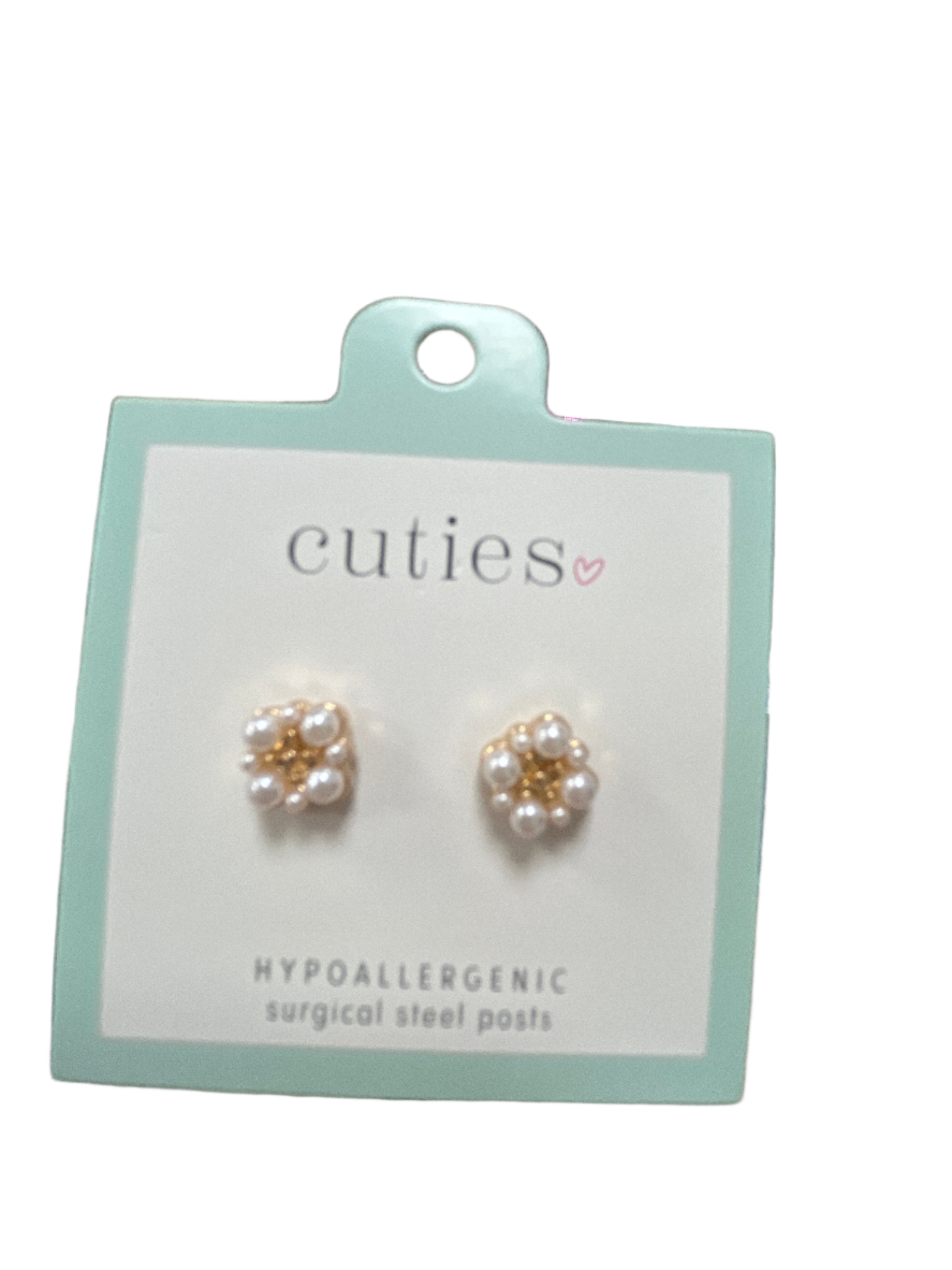 GOLD SQUARES WITH PEARLS EARRINGS