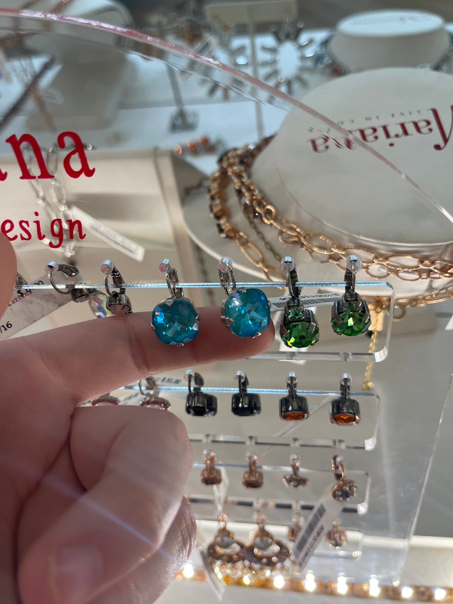BLUE SQUARE HANGING STUDS