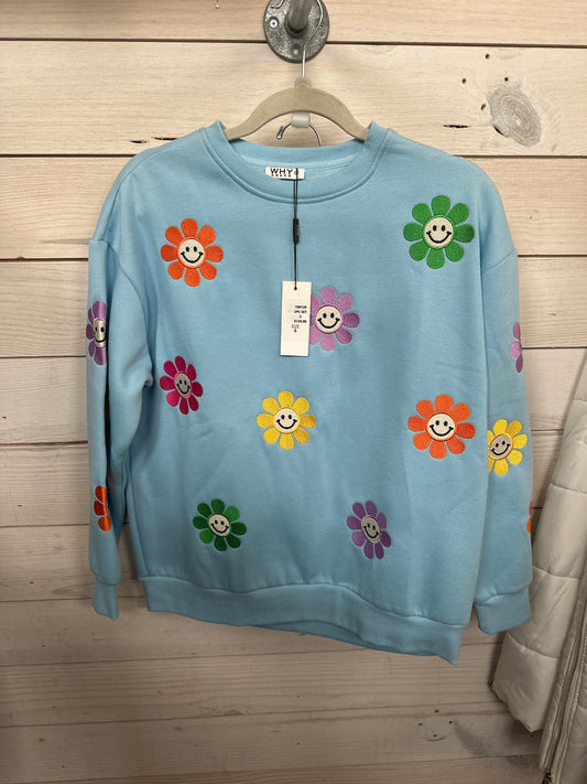 BLUE 2PC SHORTS SET W/FLOWERS
