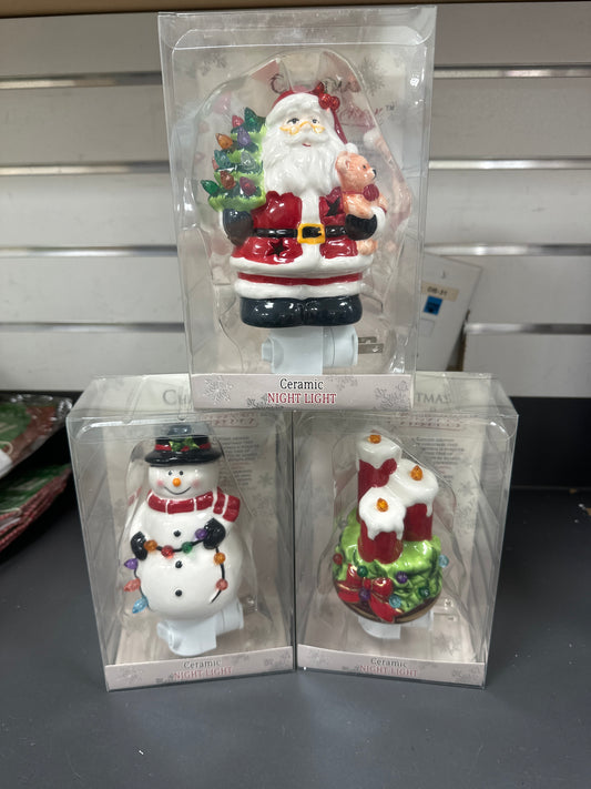 CHRISTMAS CERAMIC NIGHT LIGHT ASSORTMENT - 6"