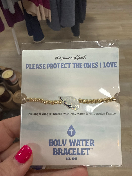HOLY WATER ANGEL WING BRCLT IN GOLD