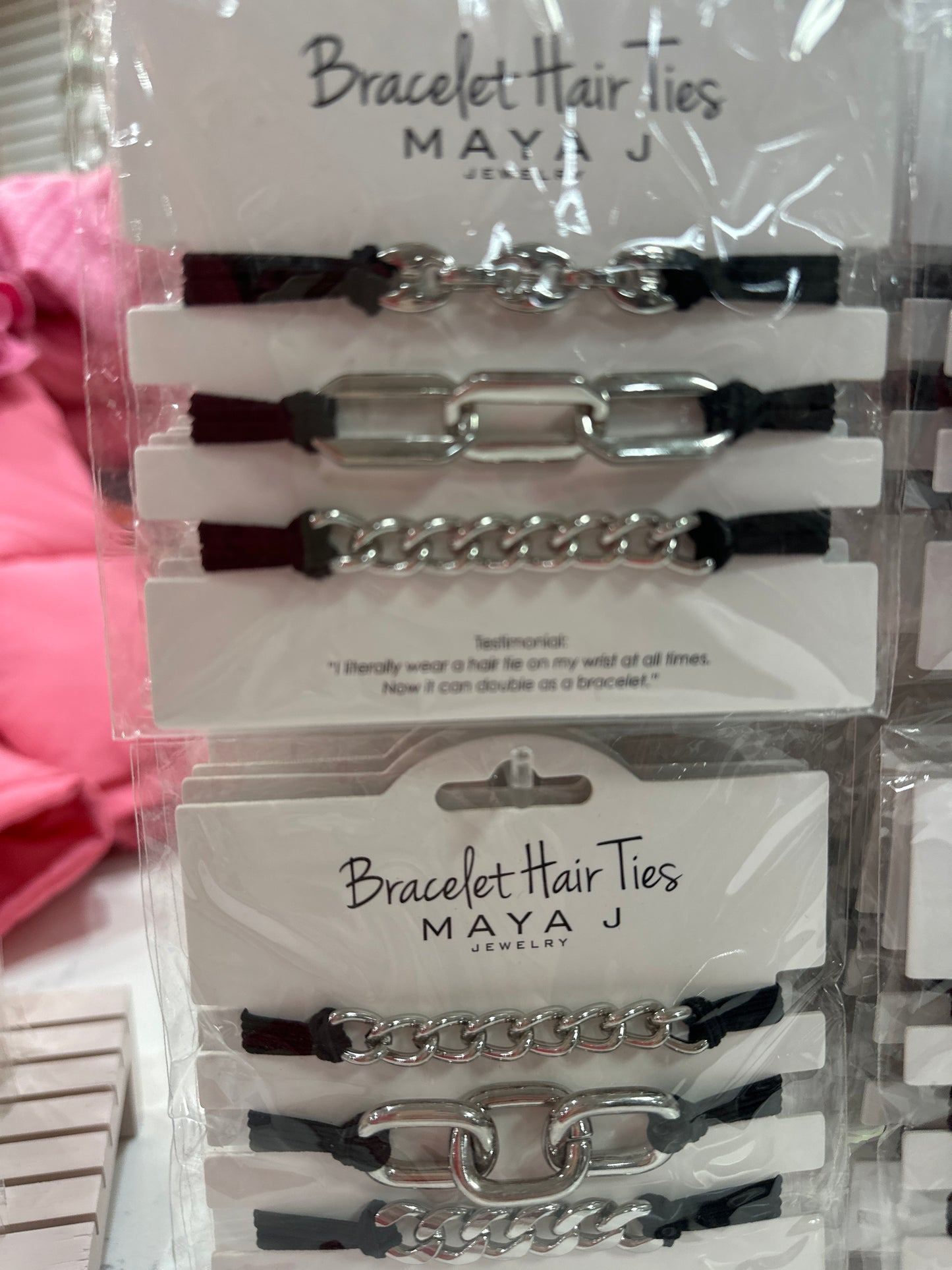 BRACELET HAIR TIES - BLK/SLVR - SET OF 3