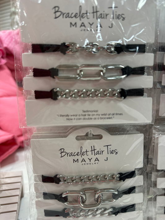 BRACELET HAIR TIES - BLK/SLVR - SET OF 3