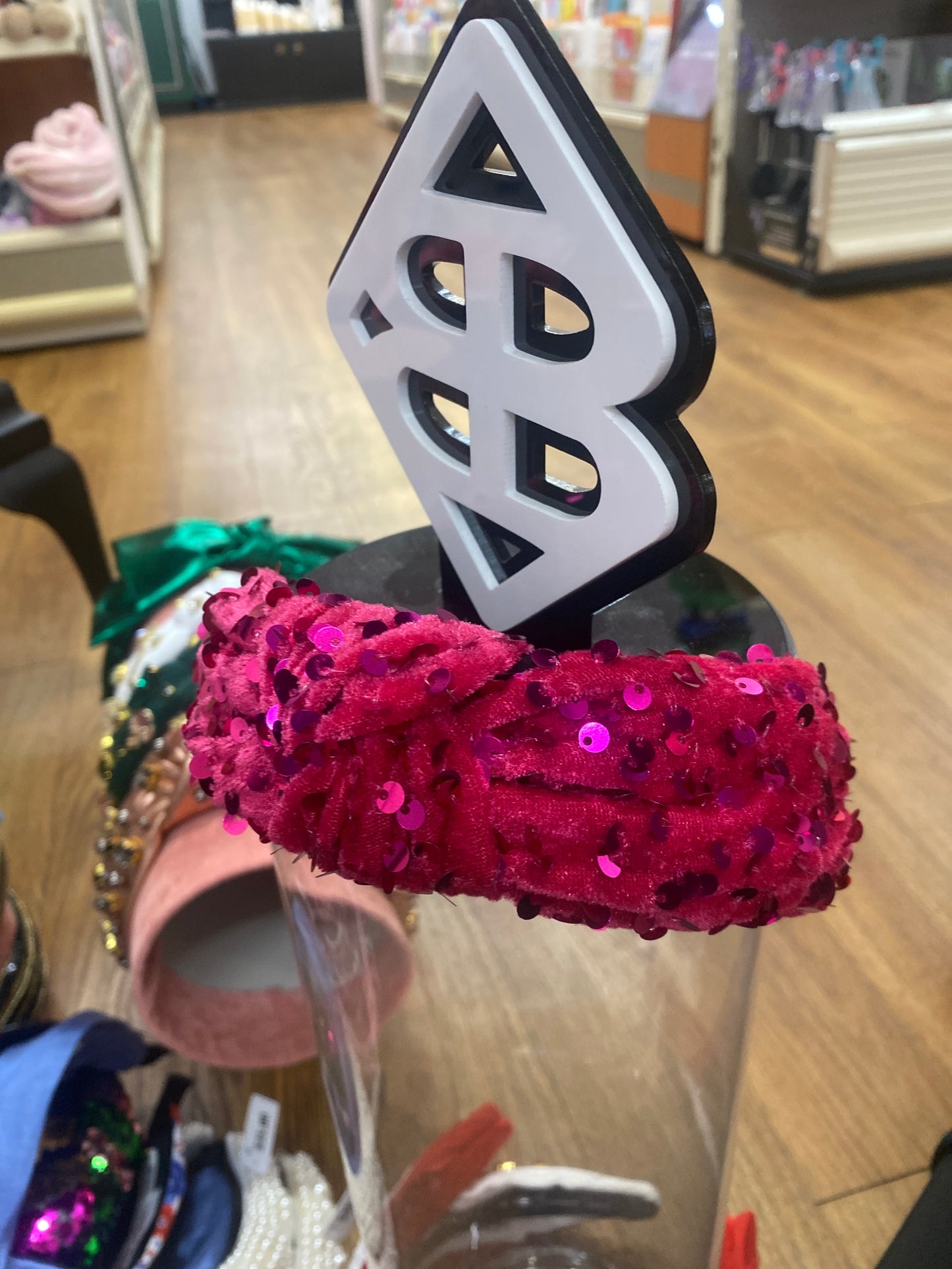 FUCSHIA VELVET & SEQUIN HEADBAND