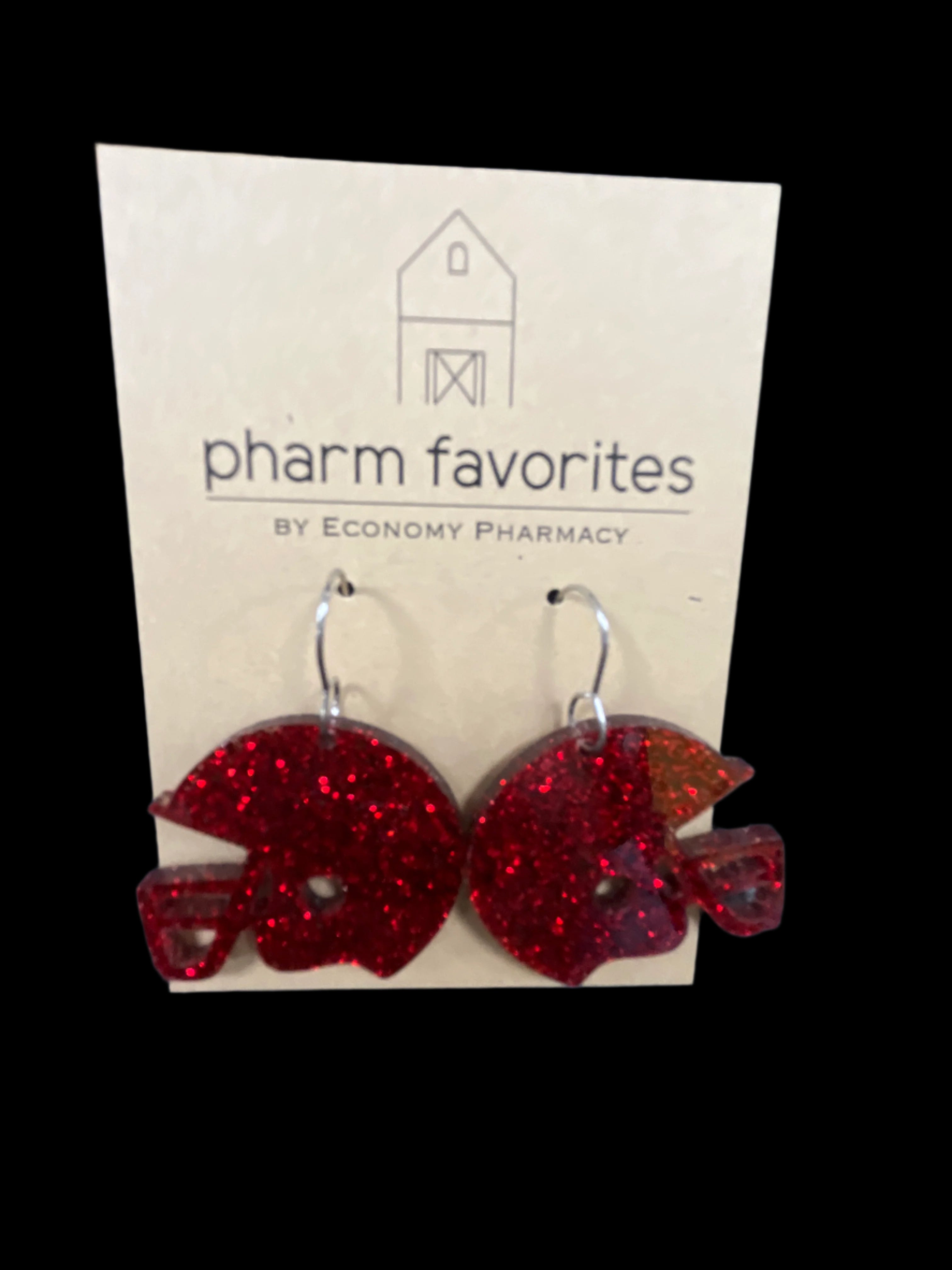 GLITTER ACRYLIC FOOTBALL HELMET EARRINGS