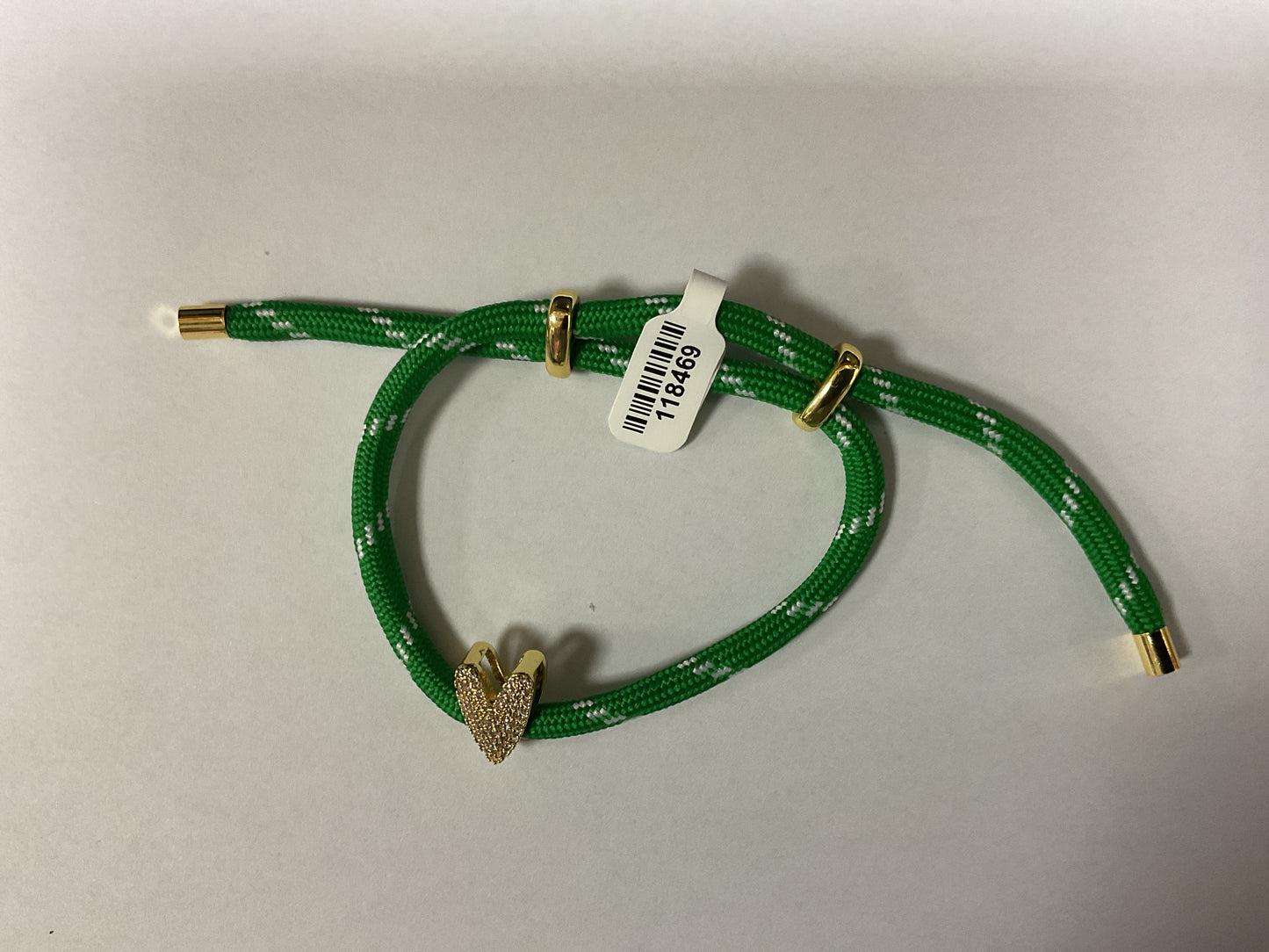 CORD BRACELET WITH PAVE HEART SLIDE CHARM