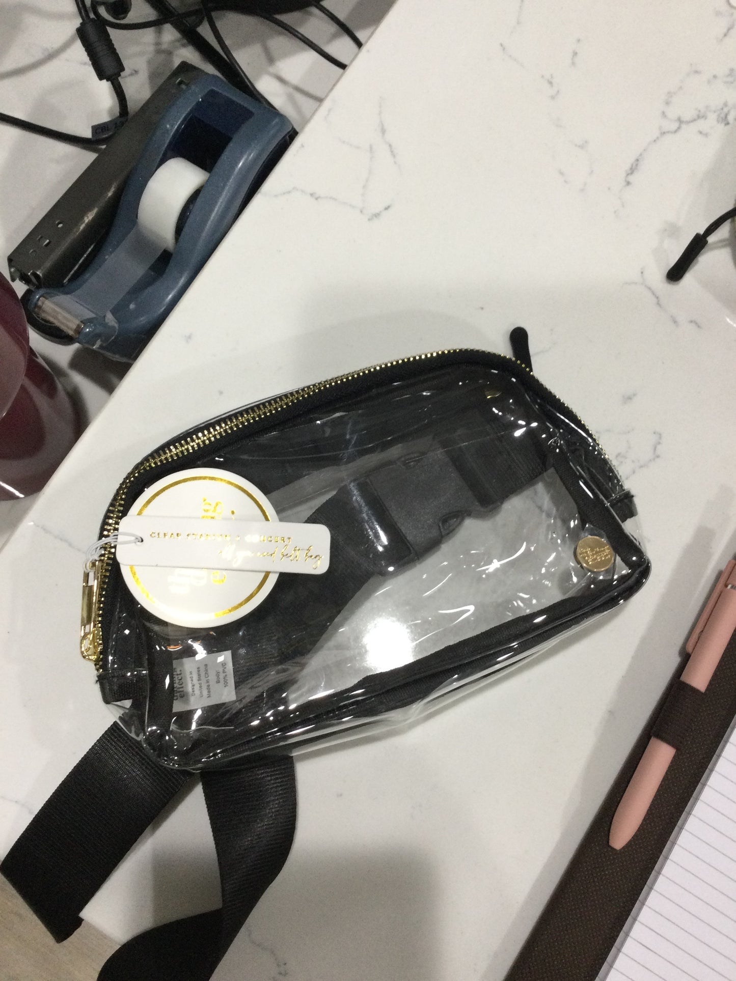 CLEAR STADIUM BELT BAG - BLACK