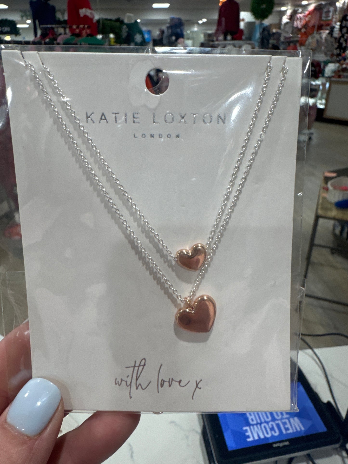 LUELLA-HEART  NECKLACE-2 STRAND - ROSE GLD & SLVR