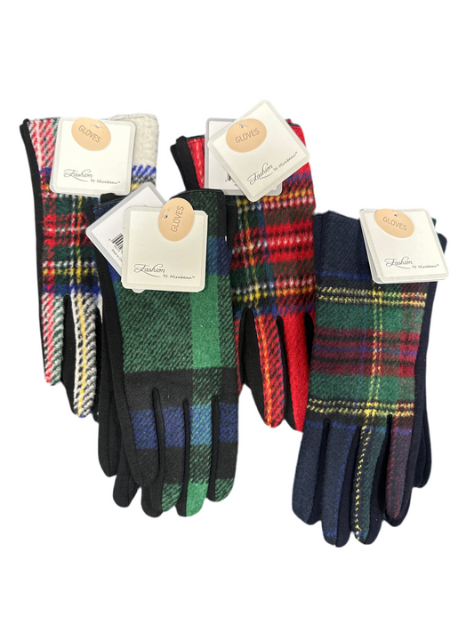 PLAID TEXTING GLOVES - ASSORTED COLOR