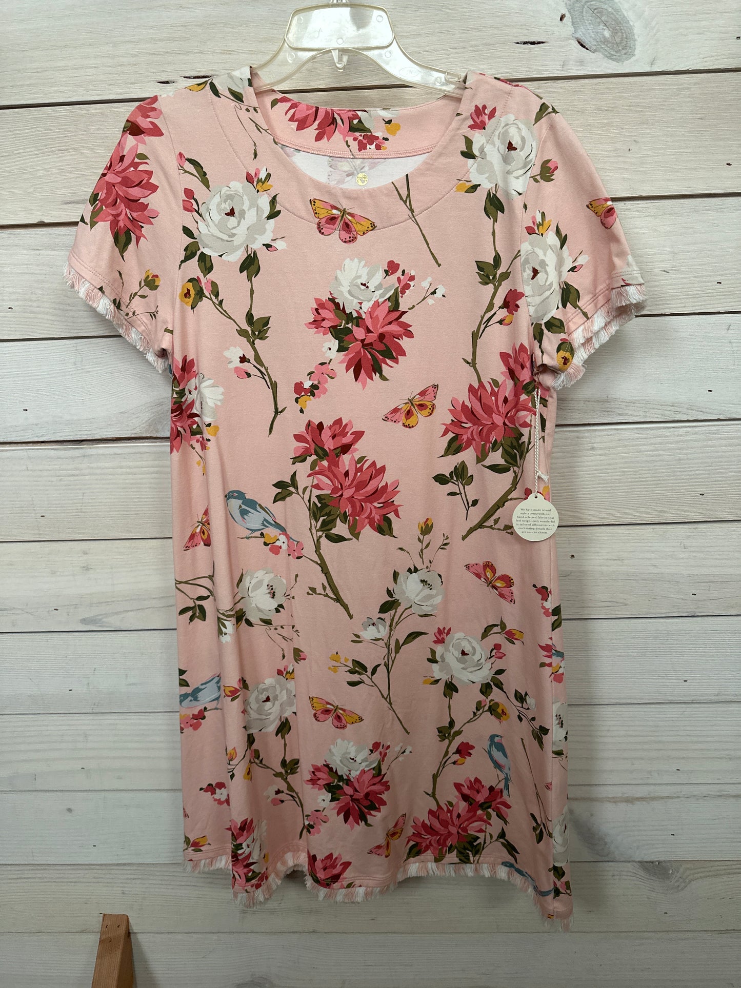 ISLAND FRINGE DRESS BABBLE’S STORE BIRD FLORAL BLUSH