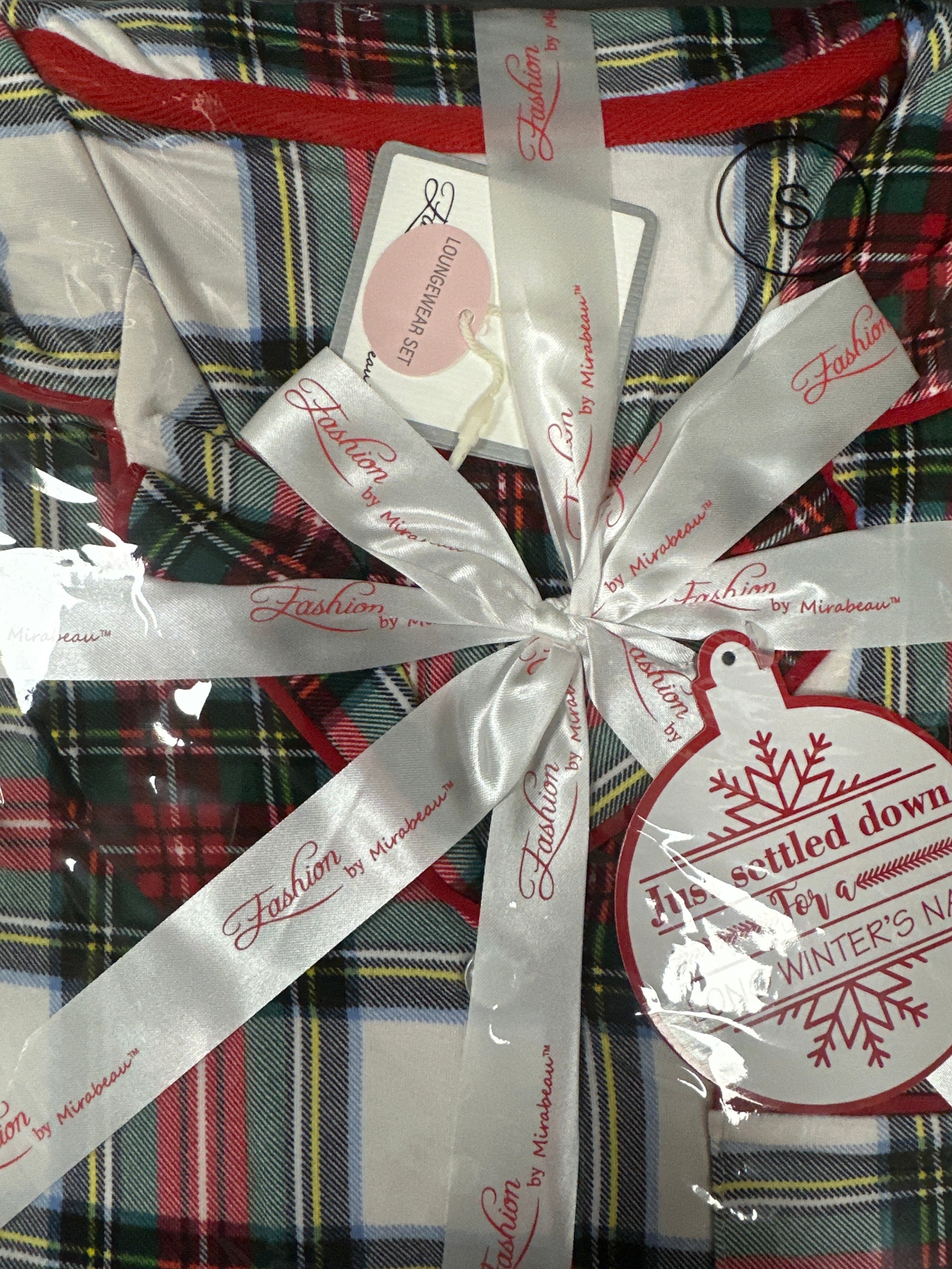 VICTORIA CHIC WHITE PLAID BUTTON DOWN LOUNGEWEAR SET