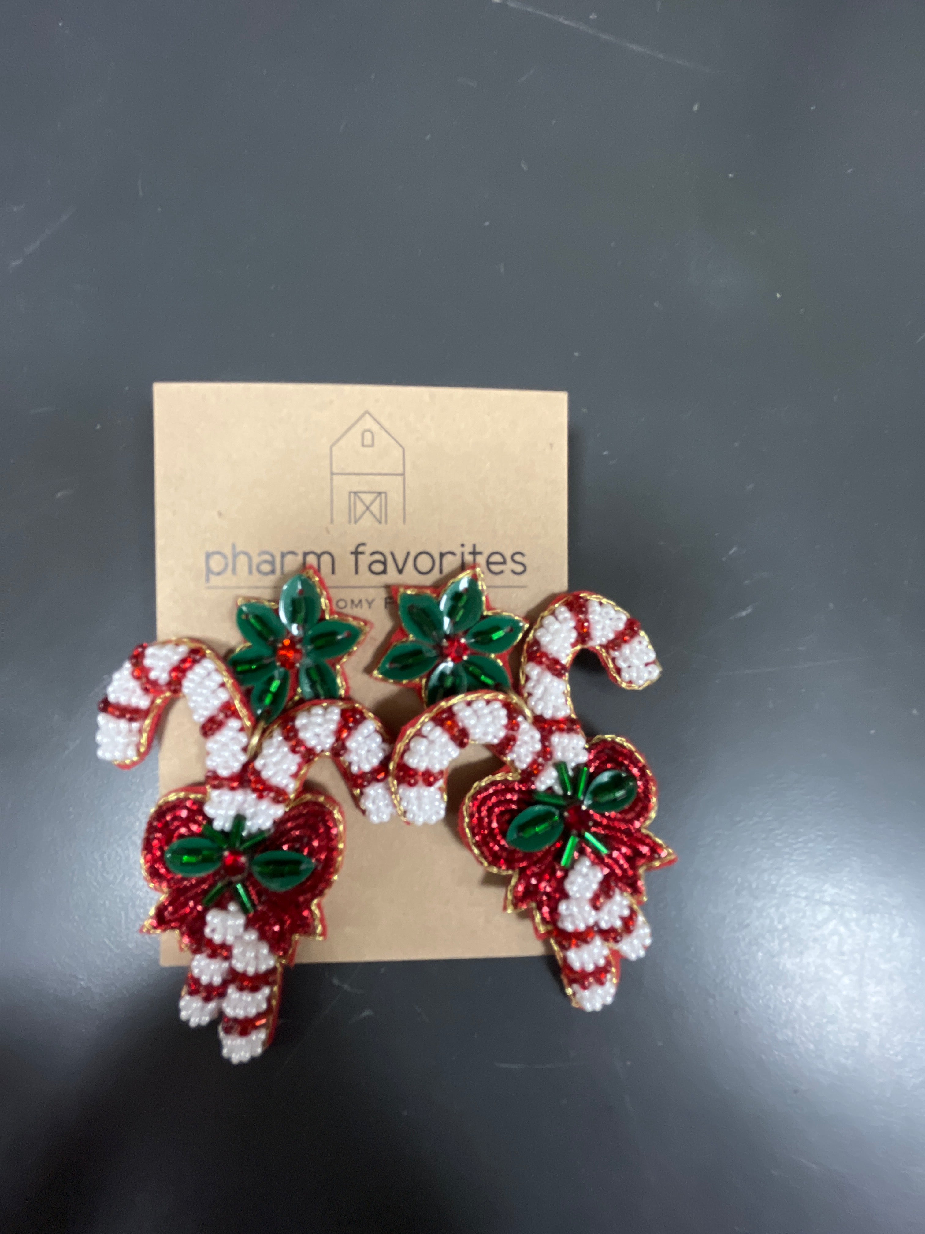BEADED CANDY CANE EARRINGS