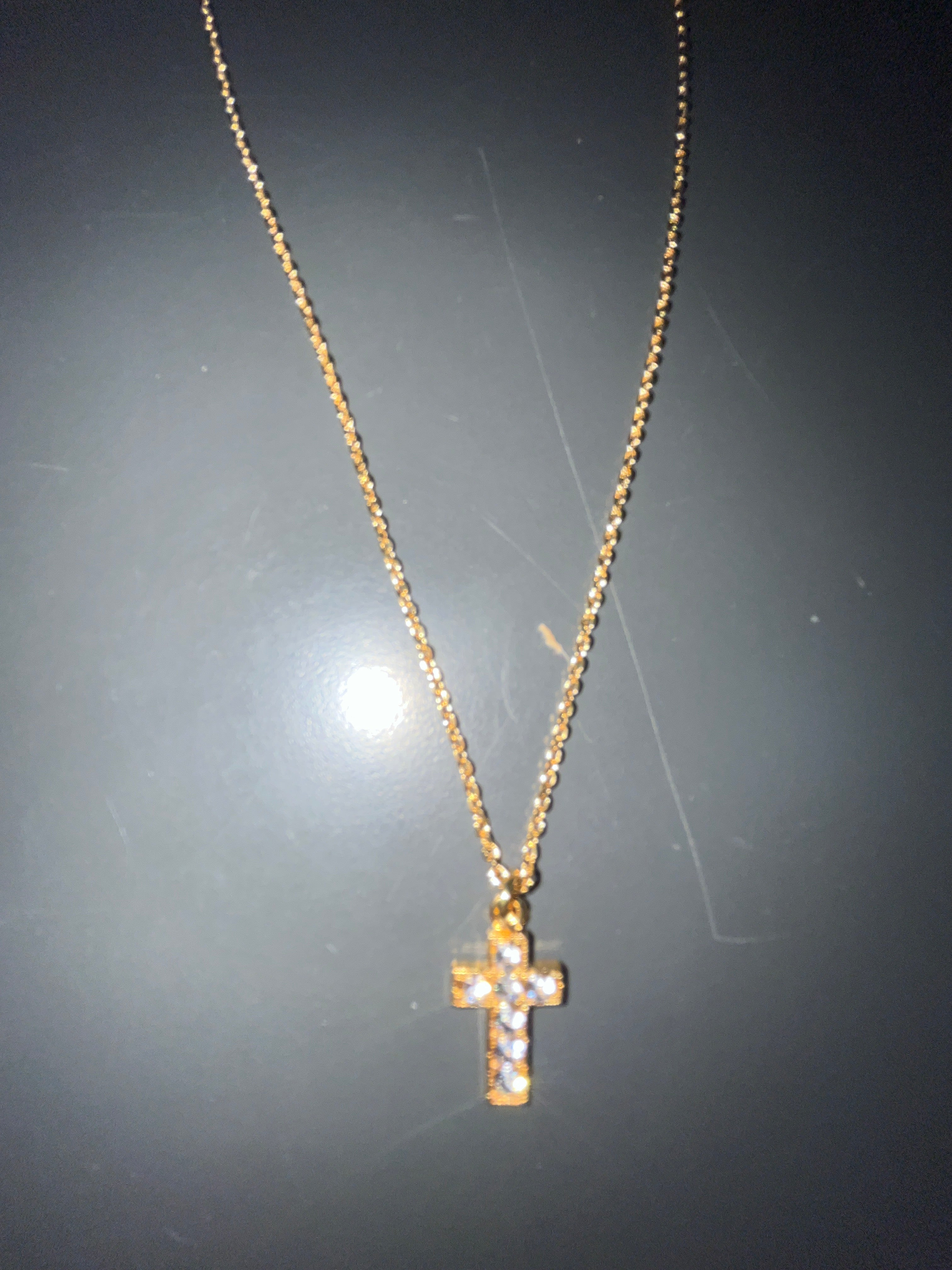 MARIANA - NECKLACE - GOLD - CLEAR CROSS