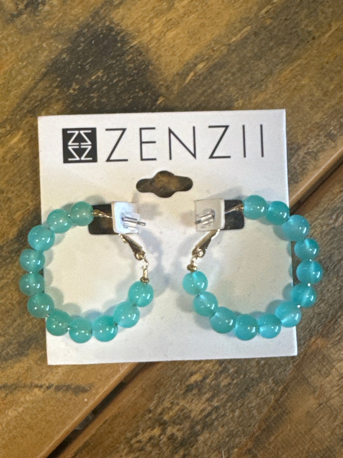 SMALL GLASS BEAD HOOP EARRINGS - TURQUOISE - Pharm Favorites by Economy Pharmacy