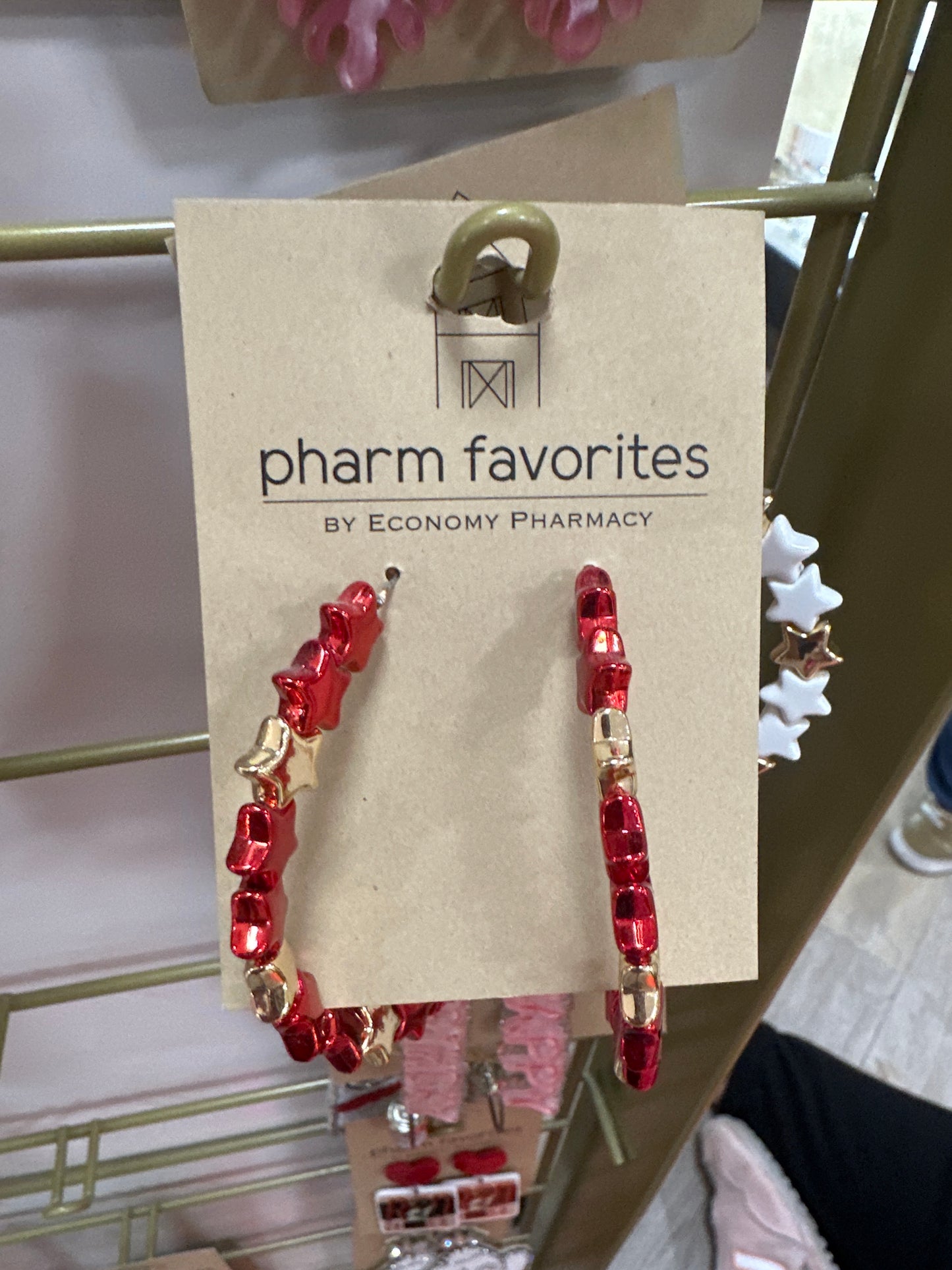 SAMANTHA STAR HOOP EARRINGS - RED