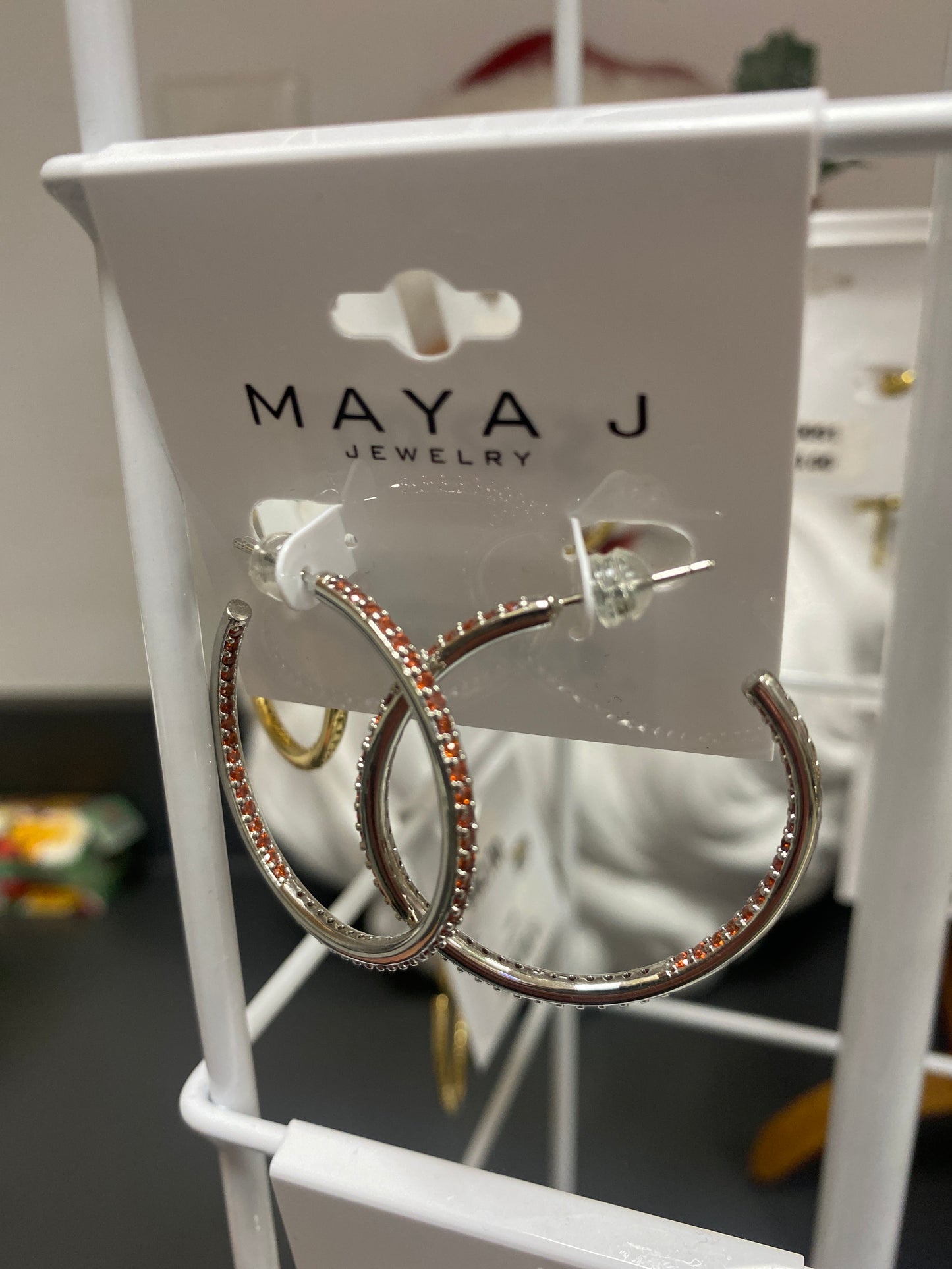 SILVER HOOPS - RED