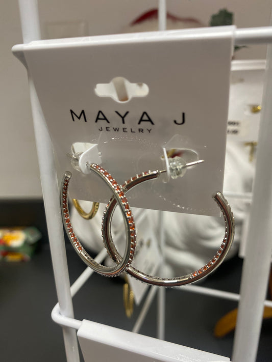 SILVER HOOPS - RED