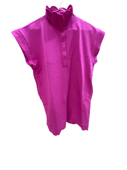 FUCHSIA JERSEY KNIT MINI DRESS W/SCALLOP HEM