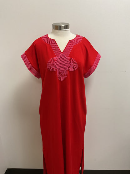 DROP SHOULDER MIDI DRESS - TOMATO RED