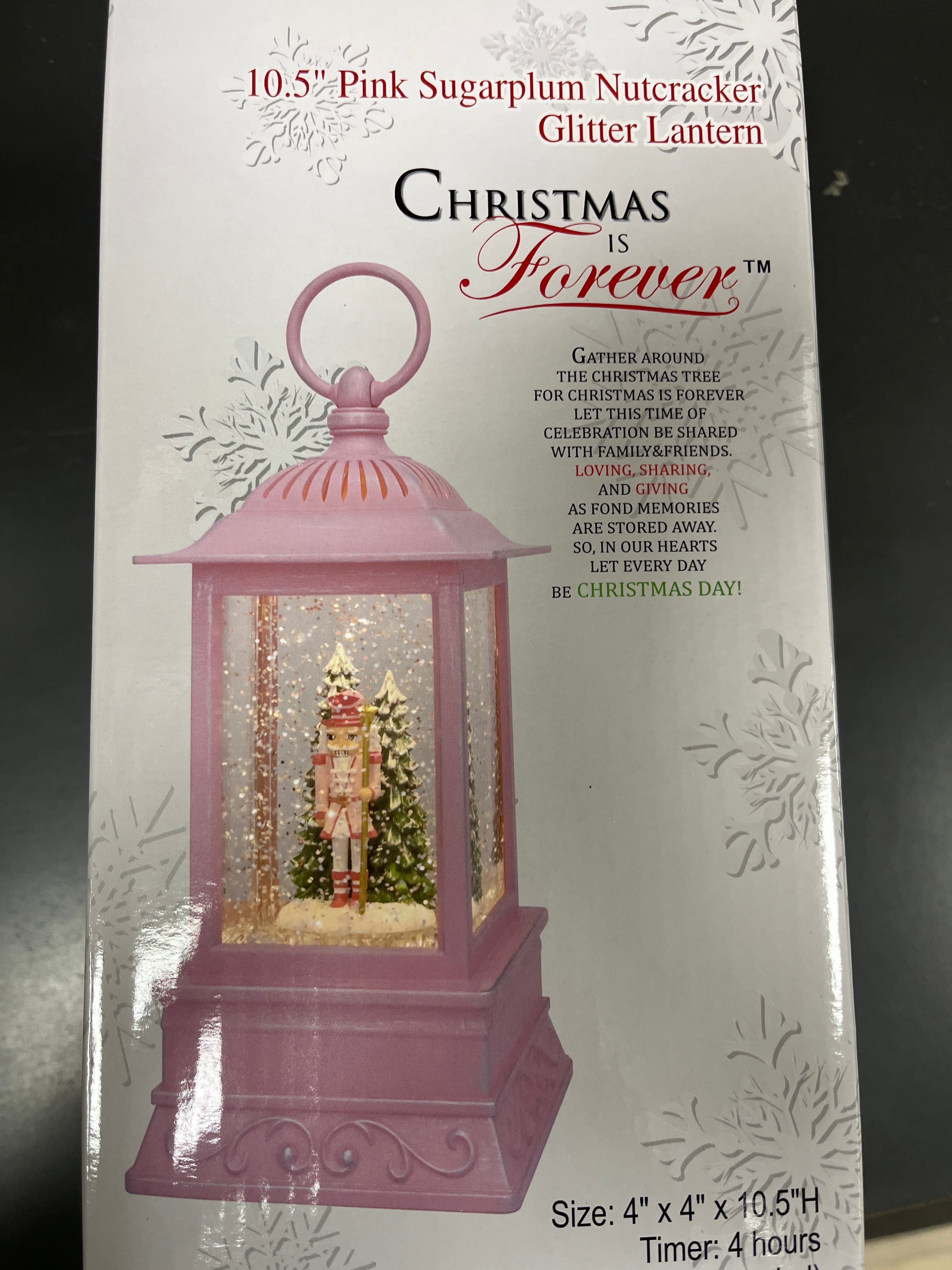 10.5" PINK SUGARPLUM NUTCRACKER GLITTER LANTERN