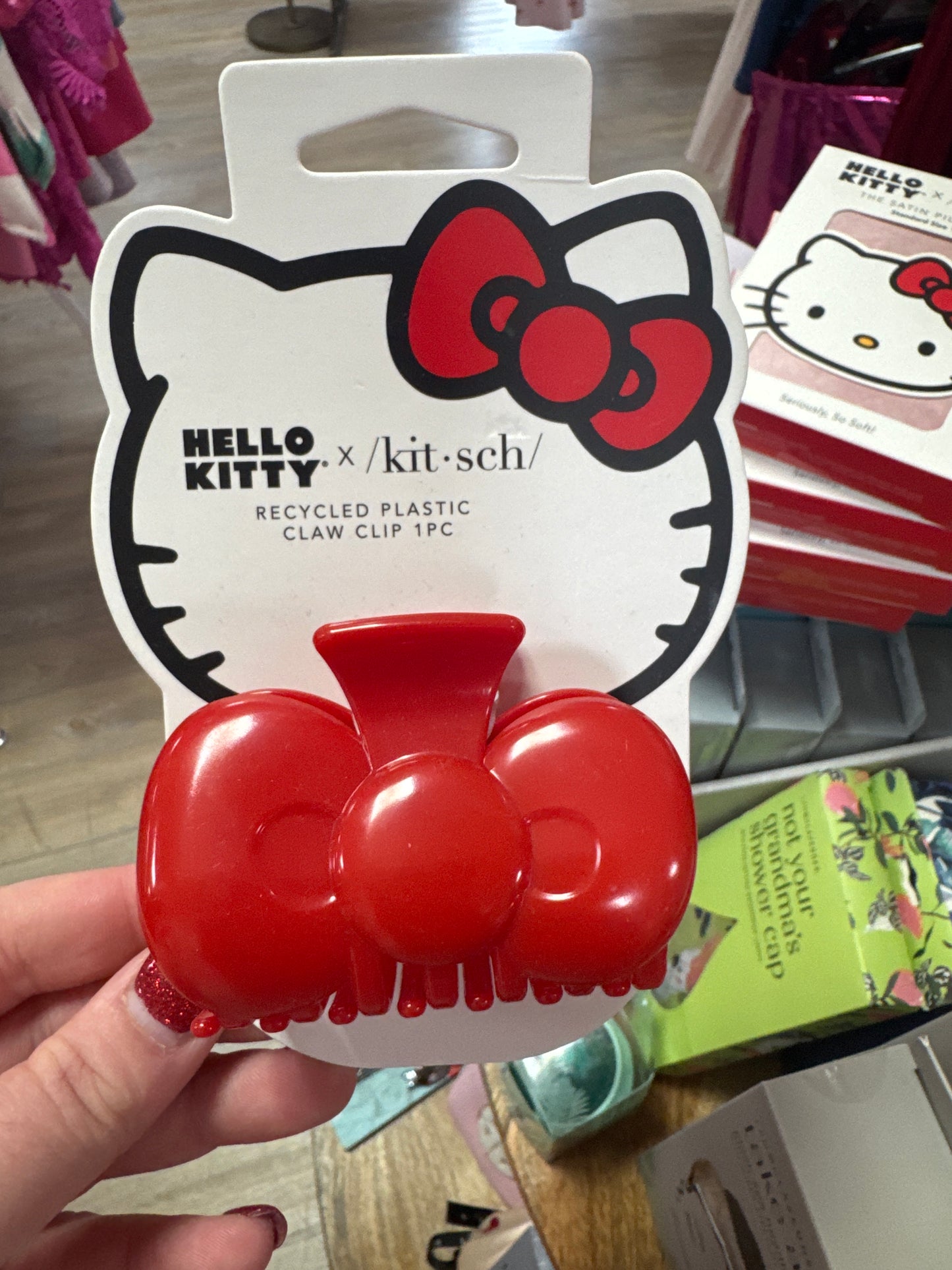 HELLO KITTY BOW SHAPE CLAW CLIP - RED
