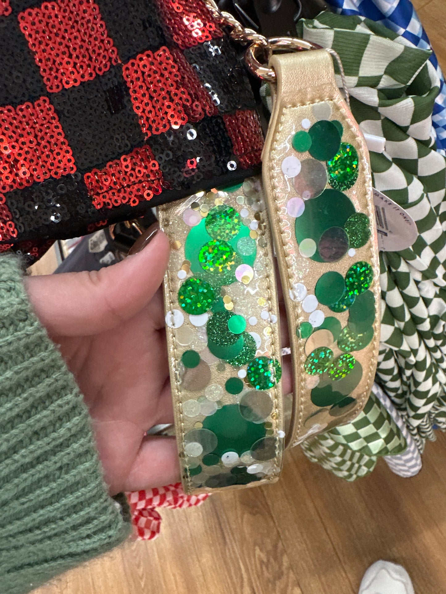 CONFETTI ADJUSTABLE BELT STRAP - GREEN WITH ENVY
