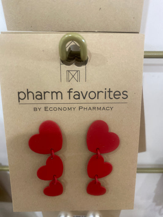 RED HEART DROP EARRINGS