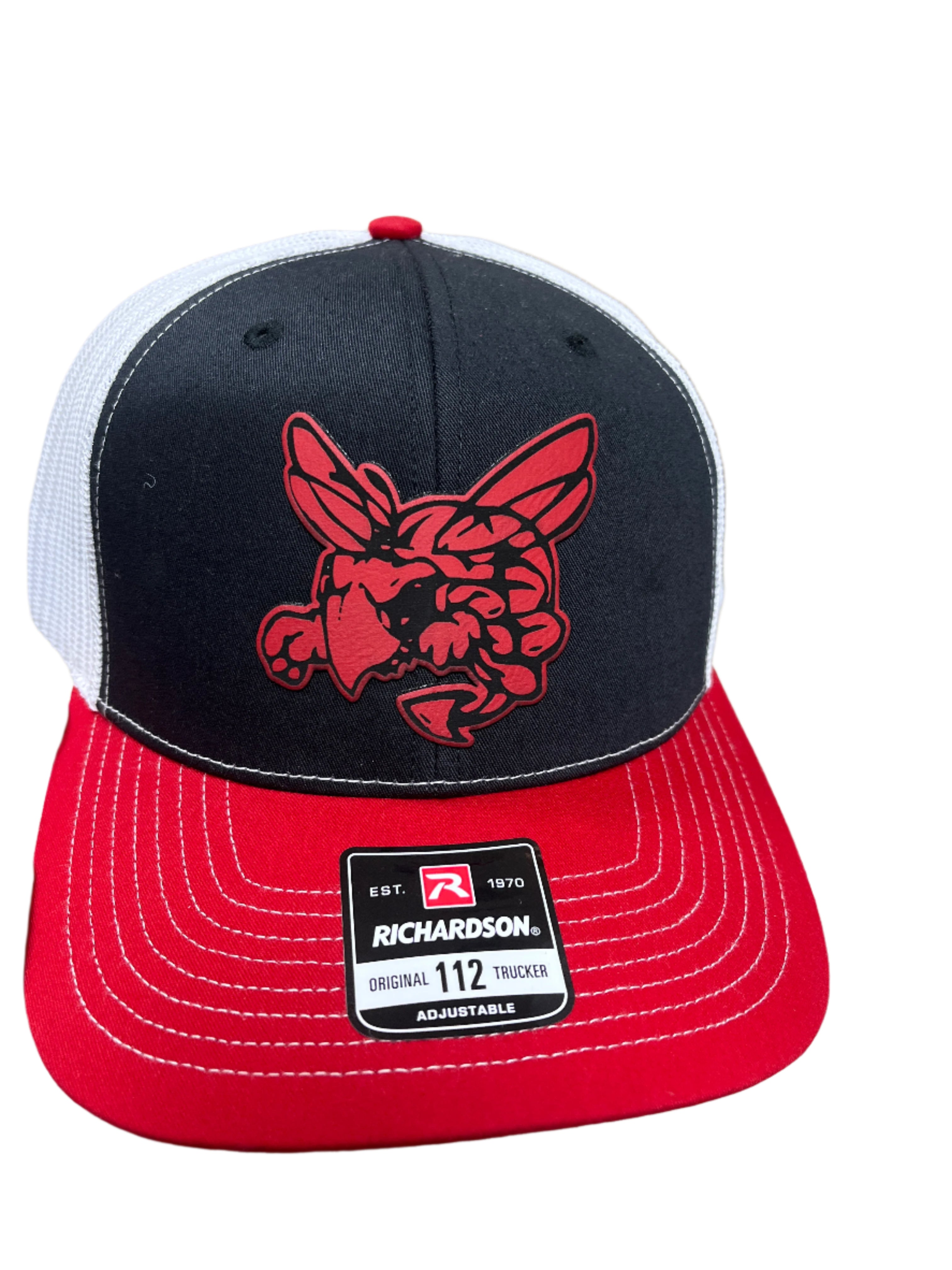 BLACK/RED/WHITE HAT W/RED HORNET PATCH