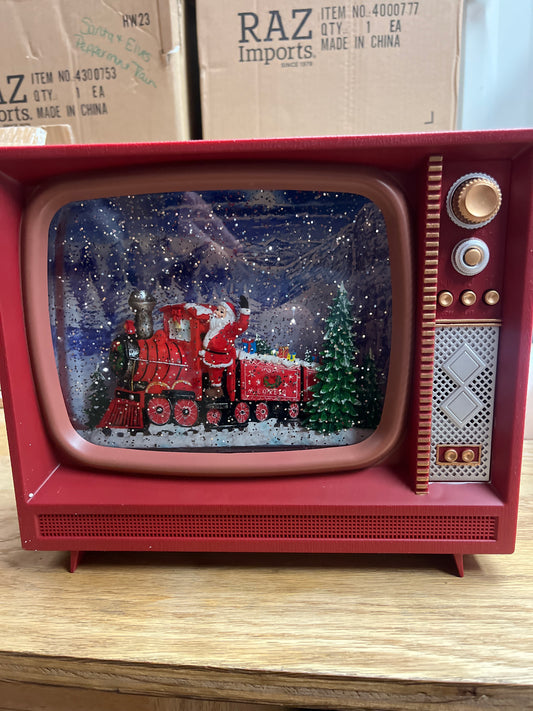 RED TV SANTA WITH TRAIN