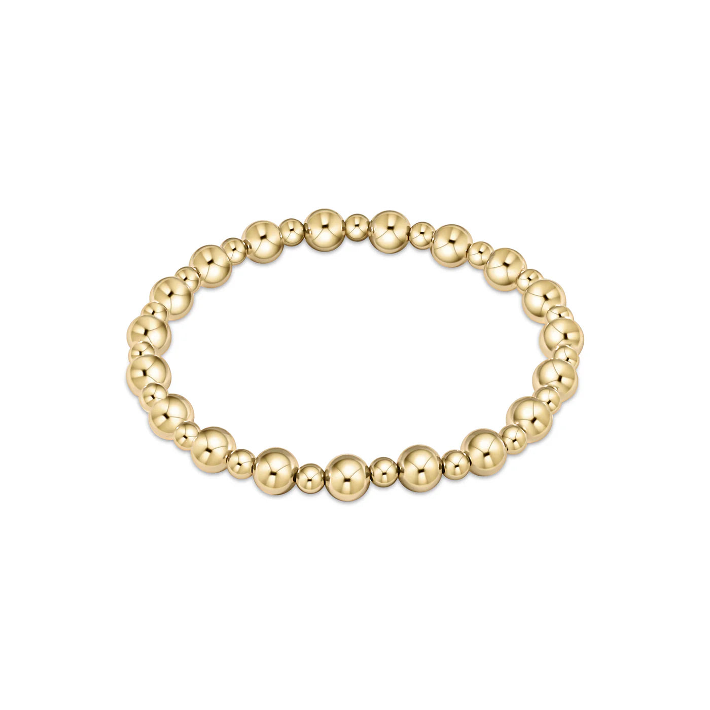 Classic Grateful Pattern 6mm Bead Bracelet - Gold