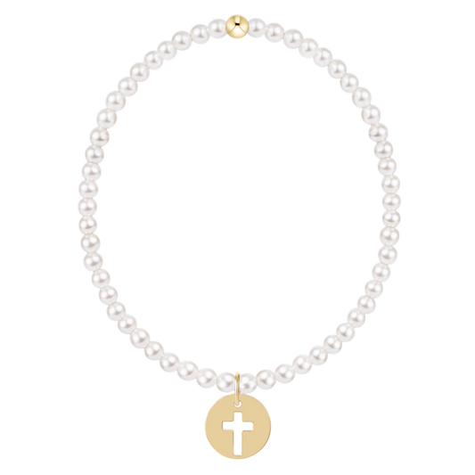 CLASSIC PEARL 3MM BRACELET - BLESSED GOLD DISC