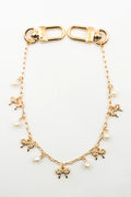 Gold Purse Chain with Bow and Pearl Charms