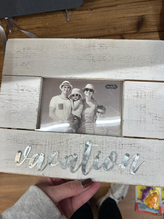 WOOD AND TIN VACATION FRAME