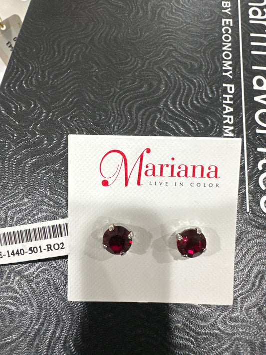 MARIANA EARRINGS - SILVER - RED CRYSTAL STUDS