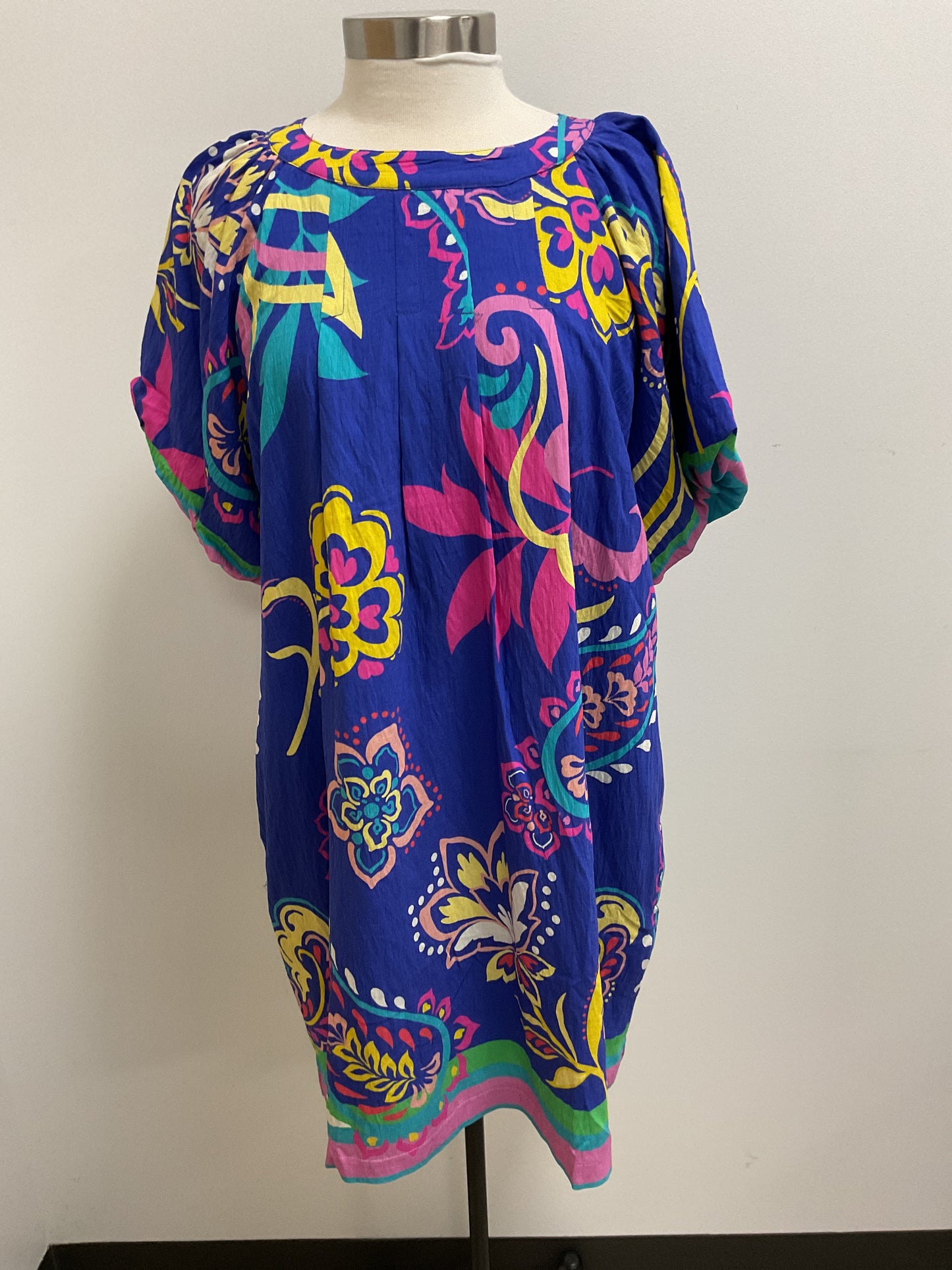 ROYAL BLUE MULTI PAISLEY & FLORAL PRINT DRESS