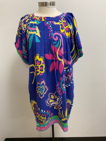 ROYAL BLUE MULTI PAISLEY & FLORAL PRINT DRESS