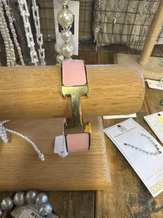 GOLD AND PINK ENAMEL DUPE BRACELET