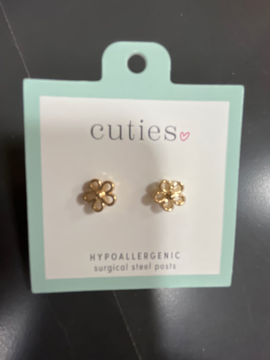 DELICATE OPEN GOLD FLOWERS  EARRINGS