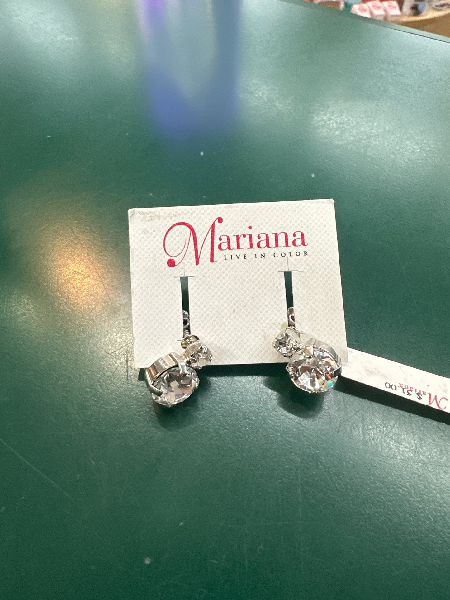 CLIP ON EARRINGS - 2 CLEAR STONES