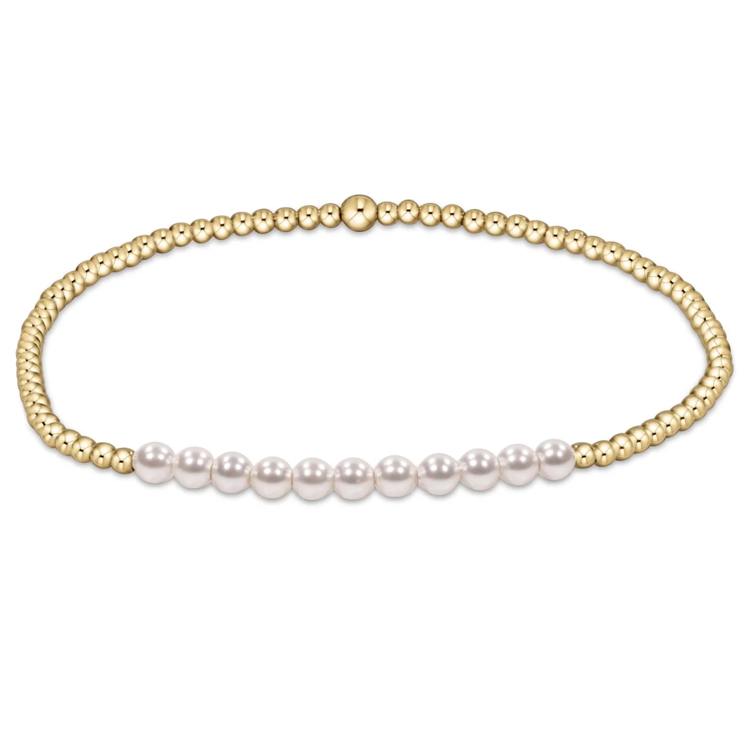 Gold Bliss 2mm Bead Bracelet - Pearl