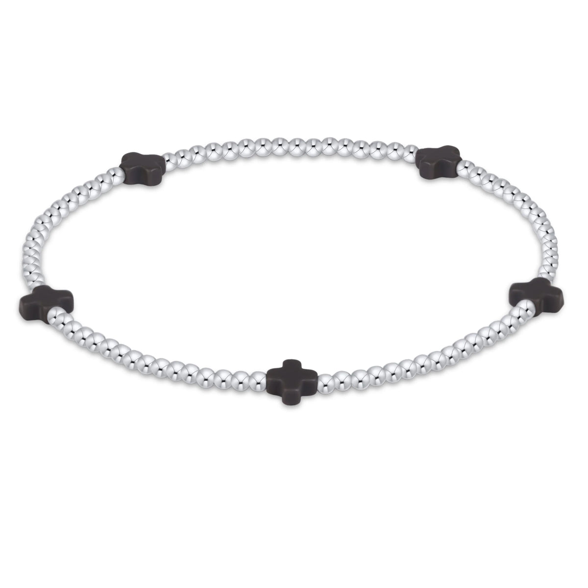 SIGNATURE CROSS SMALL 2MM STERLING BRACELET - CHARCOAL
