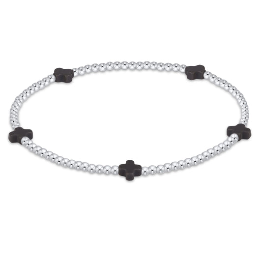SIGNATURE CROSS SMALL 2MM STERLING BRACELET - CHARCOAL