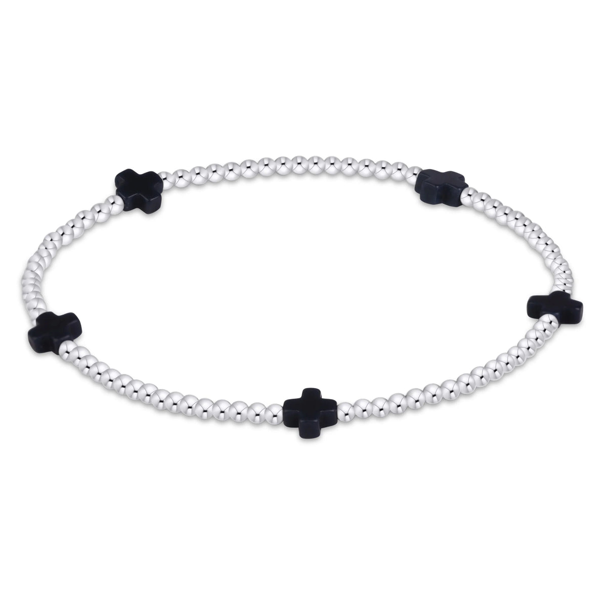 SIGNATURE CROSS SMALL 2MM STERLING BRACELET - NAVY