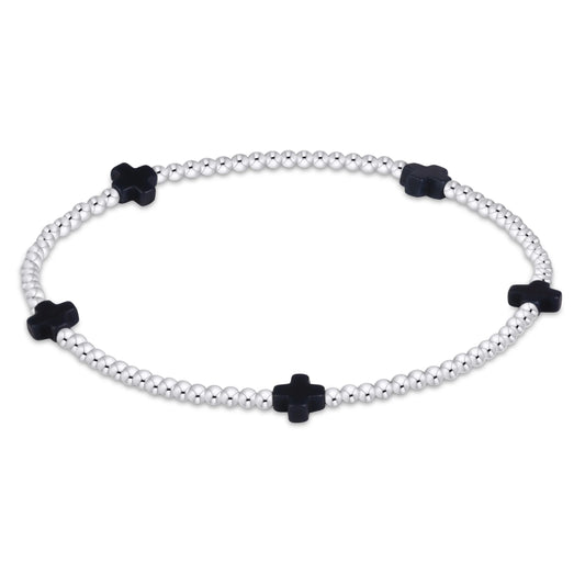 SIGNATURE CROSS SMALL 2MM STERLING BRACELET - NAVY