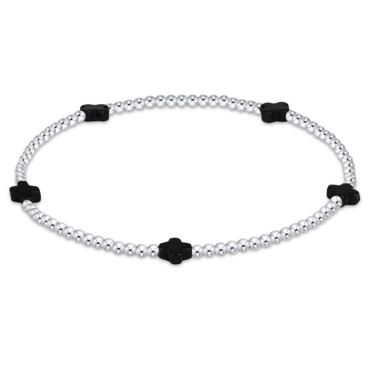 SIGNATURE CROSS SMALL 2MM STERLING BRACELET - ONYX