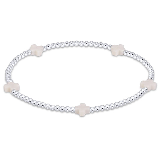 SIGNATURE CROSS SMALL 2MM STERLING BRACELET -OFF-WHITE